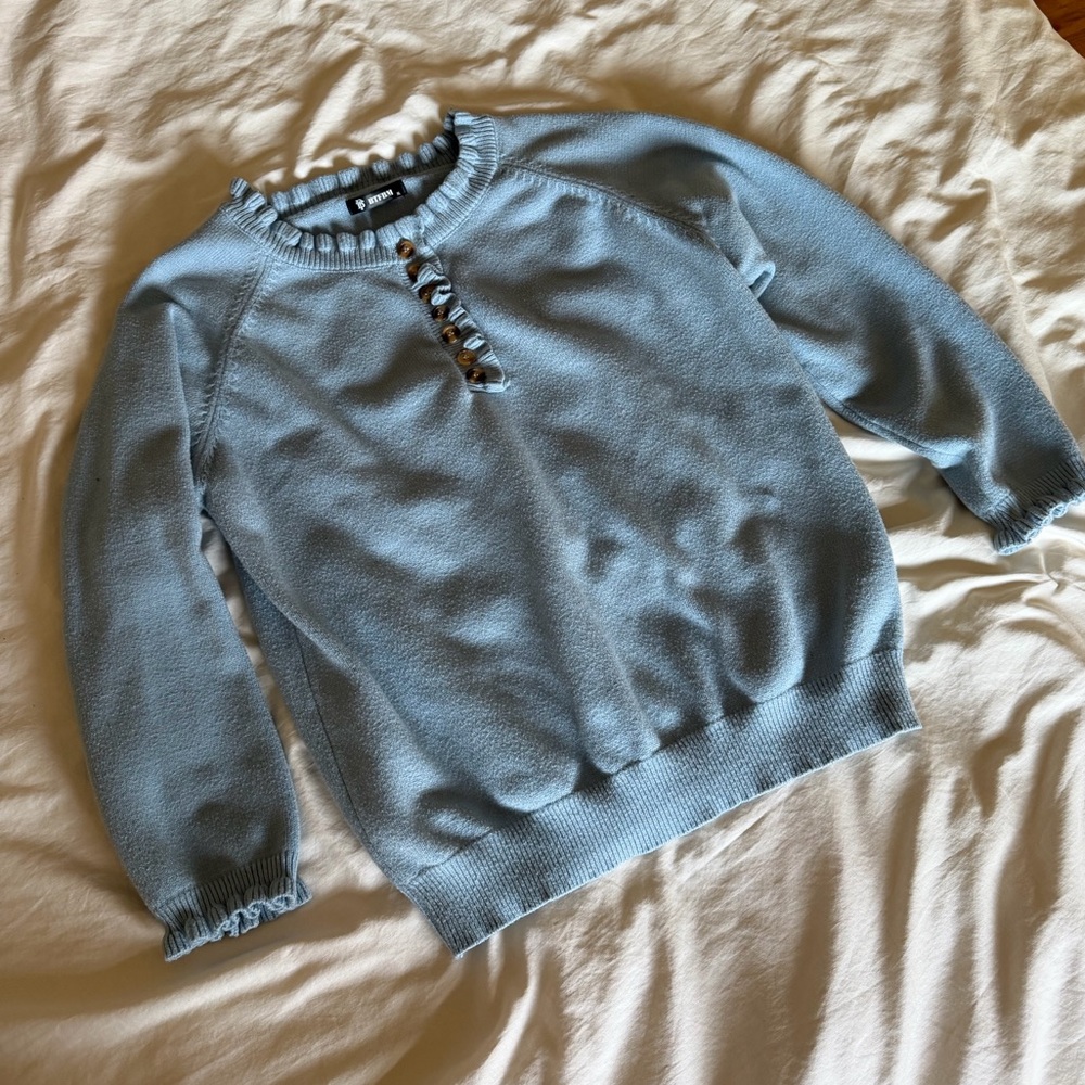 Blue Ruffle Knit Sweater - Picture 2 of 5